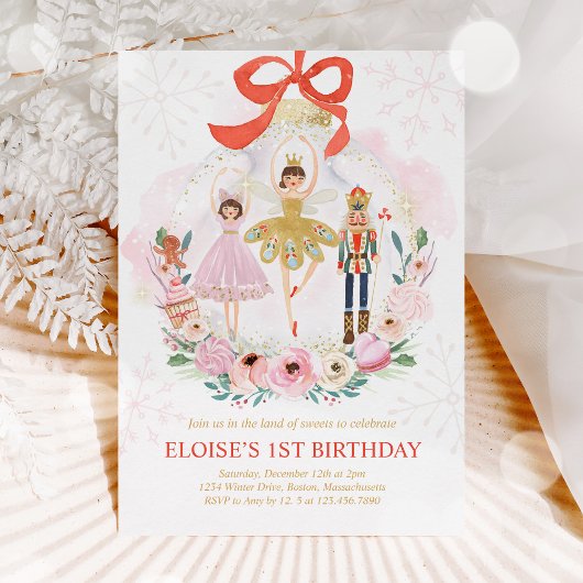 Nussknackland von Süßigkeiten Zuckerpflaume Rot Einladung