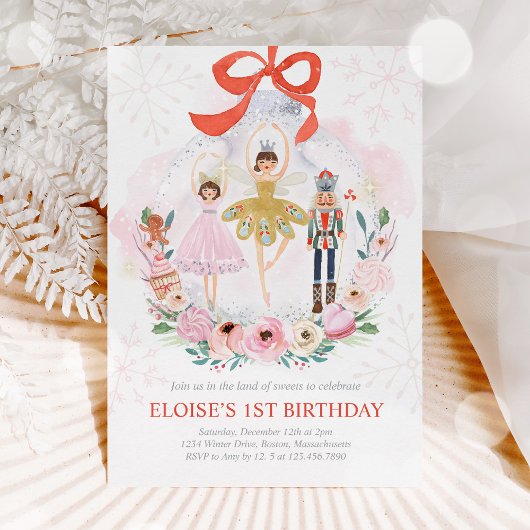 Nussknackland von Süßigkeiten Zuckerpflaume Rot Einladung