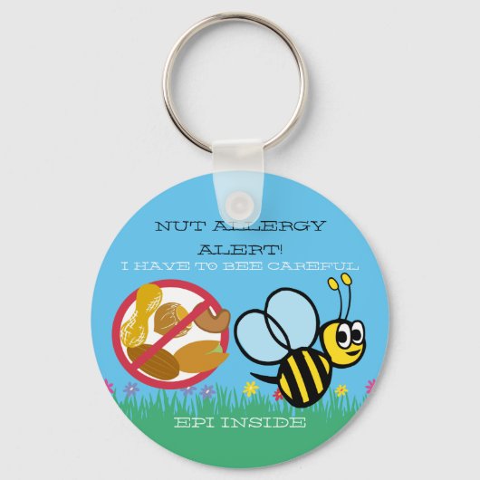 Nut Allergy Alert Bumble Bee Kids Personalisiert Schlüsselanhänger (Vorderseite)