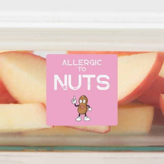 Nut Allergy Colorful Waterproof Square Sticker (Befestigt)