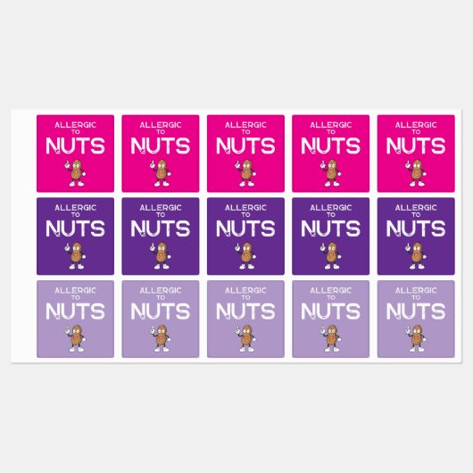 Nut Allergy Colorful Waterproof Square Sticker (Blatt)