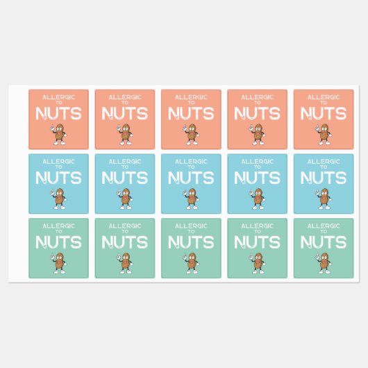 Nut Allergy Colorful Waterproof Square Sticker (Blatt)
