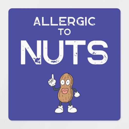 Nut Allergy Colorful Waterproof Square Sticker (Design 2)