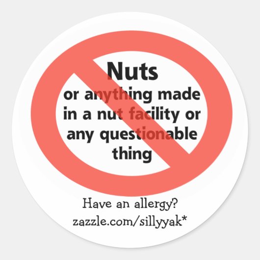 NUT ALLERGY RUNDER AUFKLEBER (Vorderseite)