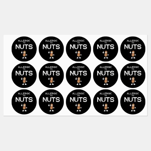 Nut Allergy Waterproof Farbkleber Etiketten (Blatt)