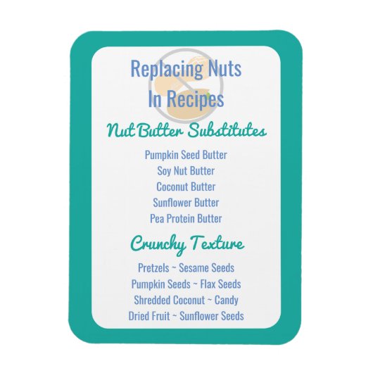 Nut-Butter-Ersatz Chart BackNut frei Magnet (Vertikal)