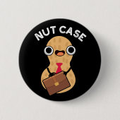 Nut Case Funny Peanut Puns Dark BG Button (Vorderseite)