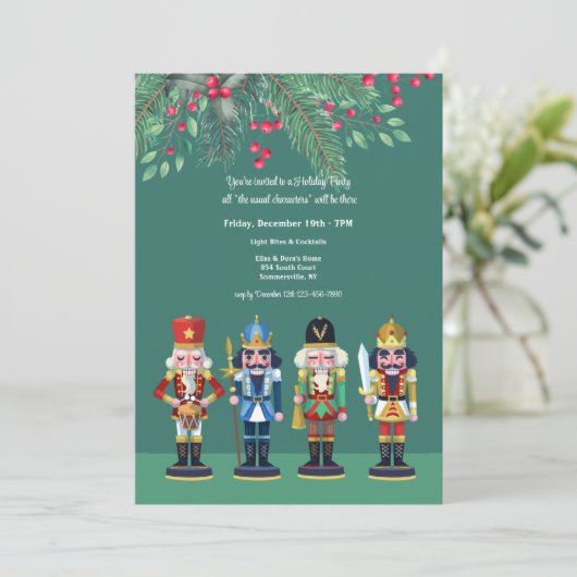 Nut Crackers Holiday Party Einladung (Stehend Vorderseite)