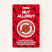 Nut Food Allergy Alert Red Warning Abzeichen Ausweis (Vorderseite)