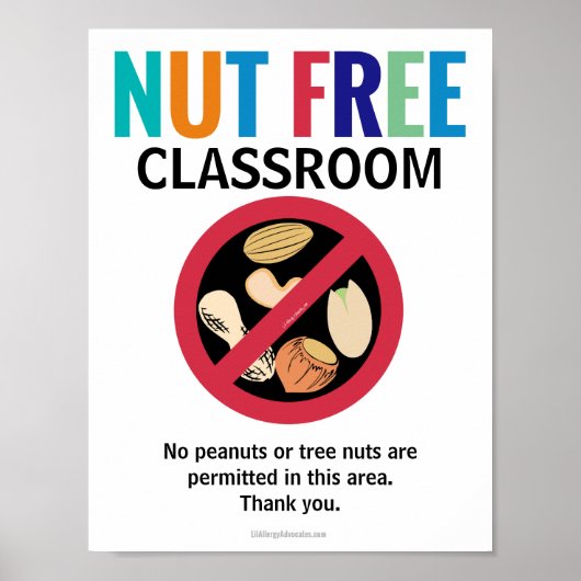 Nut free area class Customized Allergy School Poster (Vorne)