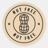 Nut-free-Aufkleber | Allergie-Warnplatz oder Runde Runder Aufkleber (Vorderseite)