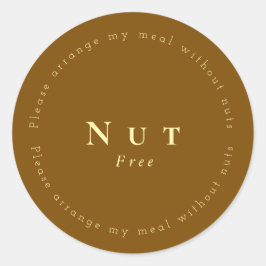 Nut-Free Request Sticker, Brown - Light yellow Runder Aufkleber