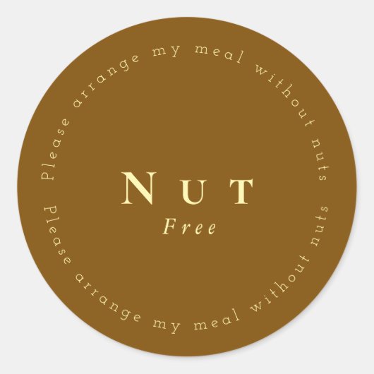 Nut-Free Request Sticker, Brown - Light yellow Runder Aufkleber (Vorderseite)