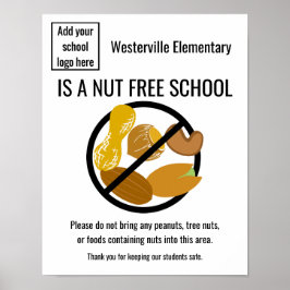 Nut free school Personalisiert Sign mit Logo Poster