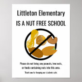 Nut free school Sign Personalisiert mit Schulname Poster (Vorne)