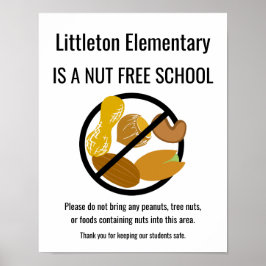 Nut free school Sign Personalisiert mit Schulname Poster