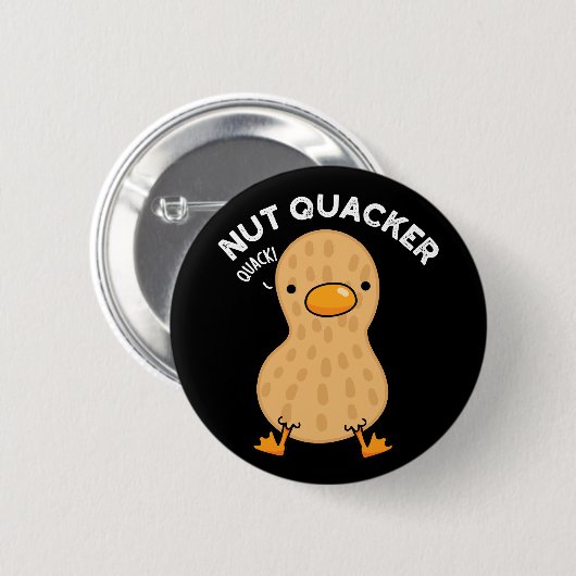 Nut Quacker Funny Peanut Puns Dark BG Button (Vorne & Hinten)
