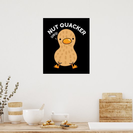 Nut Quacker Funny Peanut Puns Dark BG Poster (Küche)
