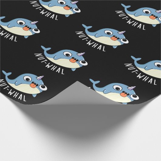 Nut-whal Funny Narwhal Pun Dark BG Geschenkpapier (Ecke)
