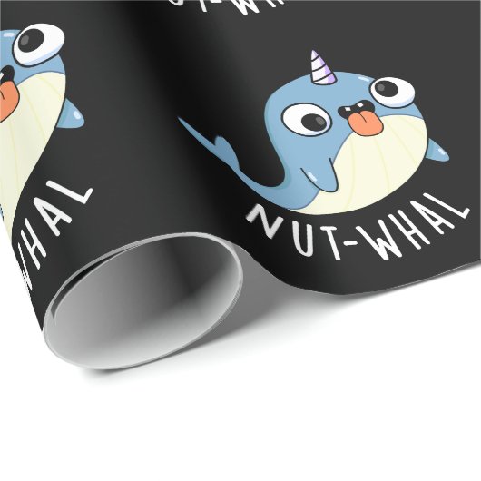 Nut-whal Funny Narwhal Pun Dark BG Geschenkpapier (Rolleneckpunkt)