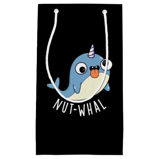 Nut-whal Funny Narwhal Pun Dark BG Kleine Geschenktüte (Vorderseite)