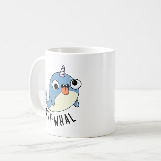 Nut-whal Funny Narwhal Pun Kaffeetasse (Vorderseite Links)