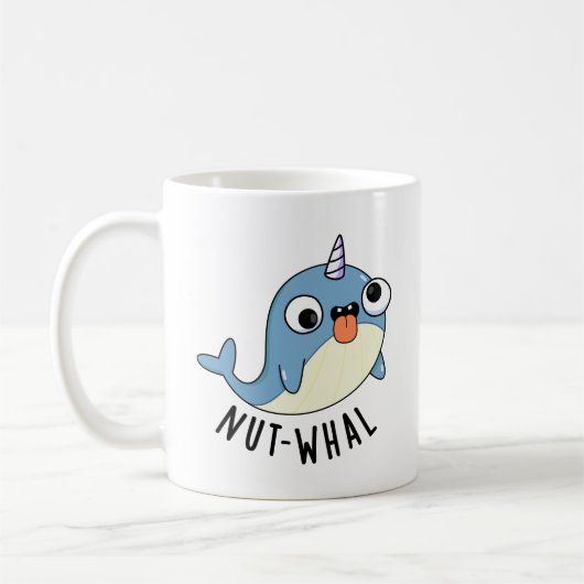 Nut-whal Funny Narwhal Pun Kaffeetasse (Links)