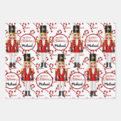 Nutcracker 3 Personalisierte Weihnachtsmuster Name Geschenkpapier Set (Vorderseite 3)