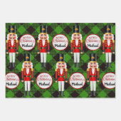 Nutcracker 3 Personalisierte Weihnachtsmuster Name Geschenkpapier Set (Vorderseite 2)