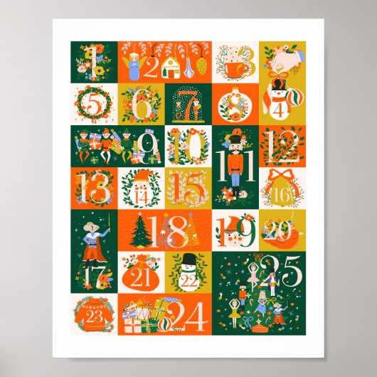 Nutcracker Adventskalender Weihnachtszeichen Poster (Vorne)
