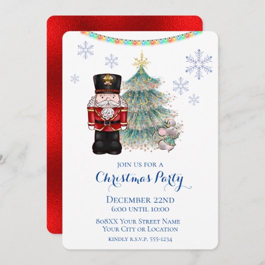 Nutcracker and Mouse King Christmas Party Einladung (Vorne/Hinten)