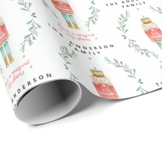 Nutcracker Aquarell niedliche Weihnachten Geschenkpapier (Rolleneckpunkt)