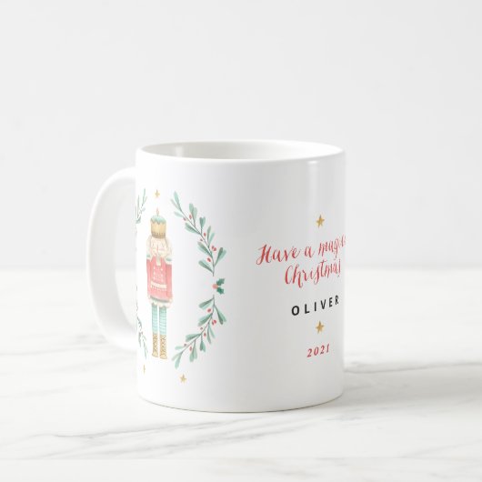 Nutcracker Aquarell niedliche Weihnachten Kaffeetasse (Vorderseite Links)
