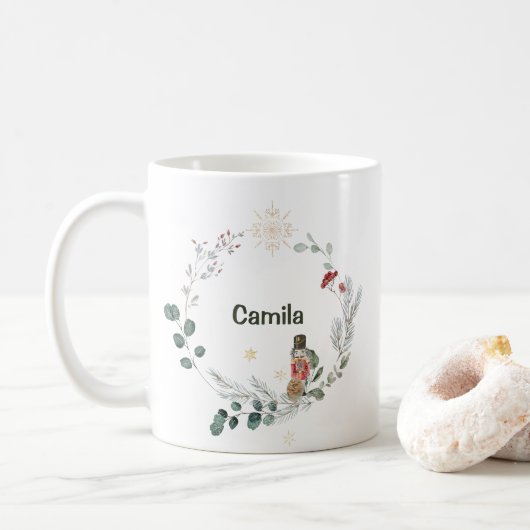 Nutcracker Aquarell niedliche Weihnachten Kaffeetasse (Mit Donut)