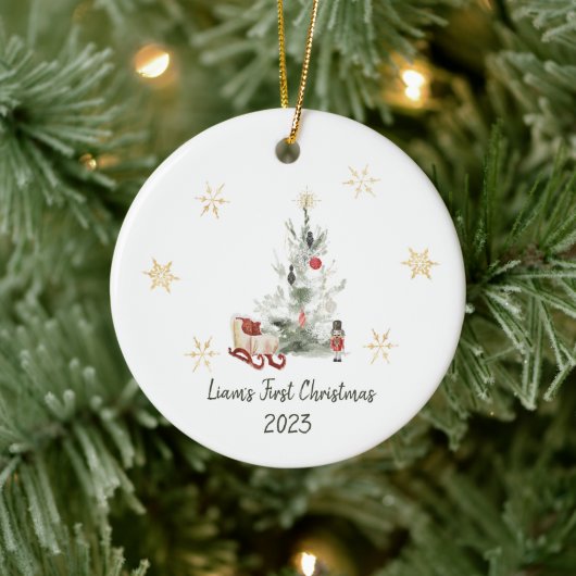 Nutcracker Aquarell niedliche Weihnachten Keramik Ornament (Baum)