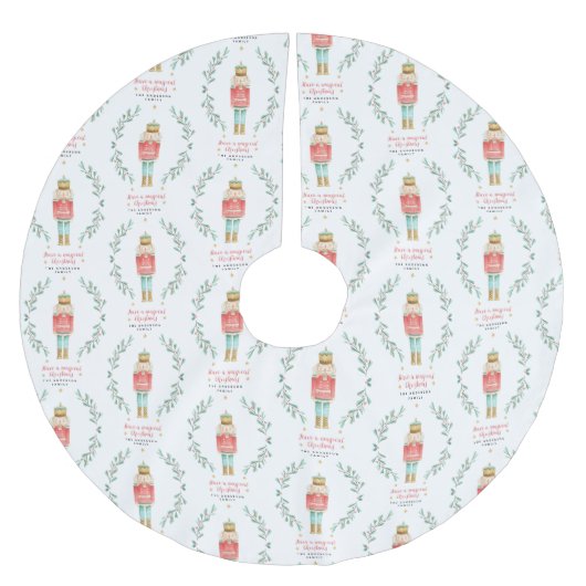 Nutcracker Aquarell niedliche Weihnachten Polyester Weihnachtsbaumdecke (Vorderseite)