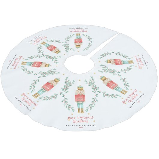 Nutcracker Aquarell niedliche Weihnachten Polyester Weihnachtsbaumdecke (Schrägansicht)