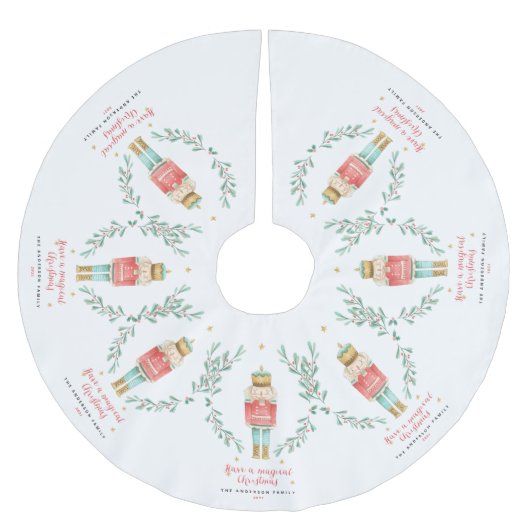 Nutcracker Aquarell niedliche Weihnachten Polyester Weihnachtsbaumdecke (Vorderseite)