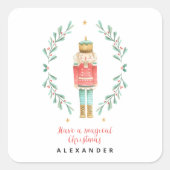 Nutcracker Aquarell niedliche Weihnachten Quadratischer Aufkleber (Vorderseite)