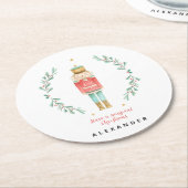 Nutcracker Aquarell niedliche Weihnachten Runder Pappuntersetzer (Angewinkelt)