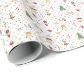 Nutcracker auf dem weißen Polka-Dot Geschenkpapier (Rolleneckpunkt)