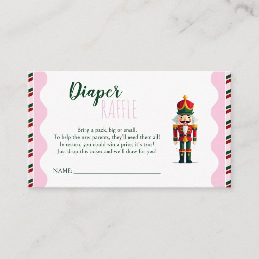 Nutcracker Baby Shower Diaper-Raffekarte Begleitkarte (Vorderseite)