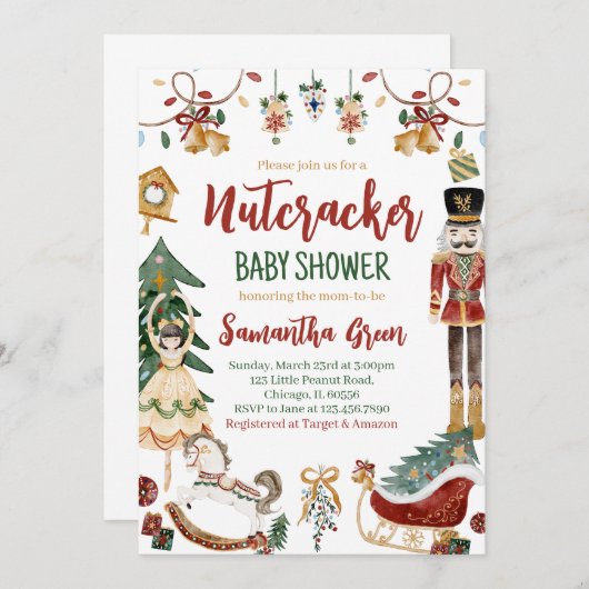 Nutcracker Baby Shower Einladung (Vorne/Hinten)