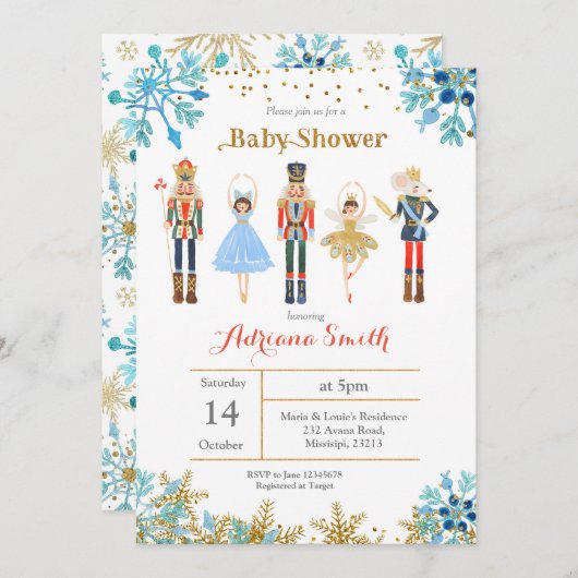 Nutcracker Babydusche Einladung Winter (Vorne/Hinten)