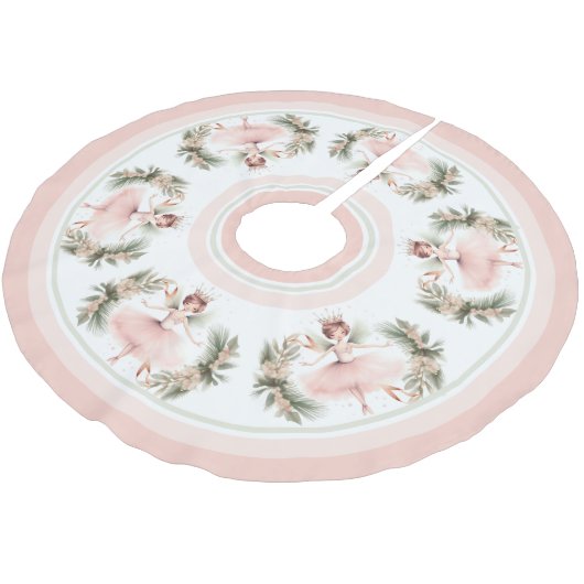 Nutcracker Ballerina Ballerina Pink Elegant Polyester Weihnachtsbaumdecke (Schrägansicht)