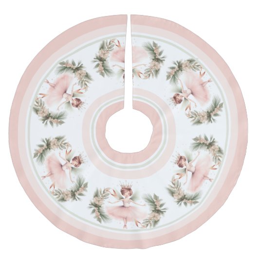 Nutcracker Ballerina Ballerina Pink Elegant Polyester Weihnachtsbaumdecke (Vorderseite)