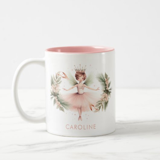 Nutcracker Ballerina Ballerina Pink Zweifarbige Tasse (Links)