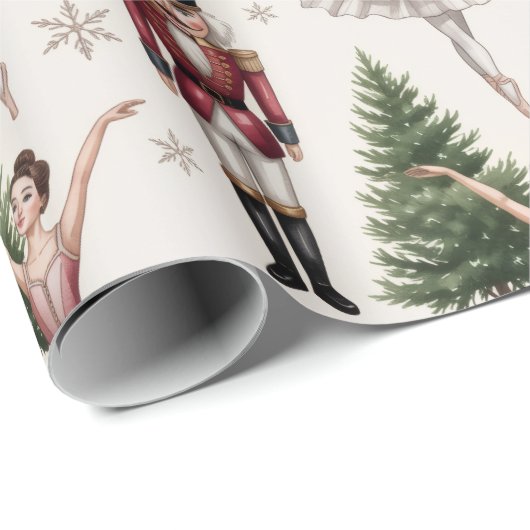 Nutcracker Ballerina ballet dancer christmas tree Geschenkpapier (Rolleneckpunkt)
