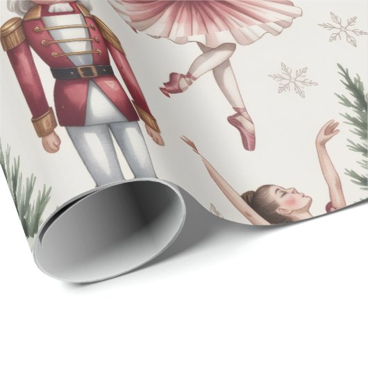Nutcracker Ballerina ballet dancer christmas tree Geschenkpapier (Rolleneckpunkt)