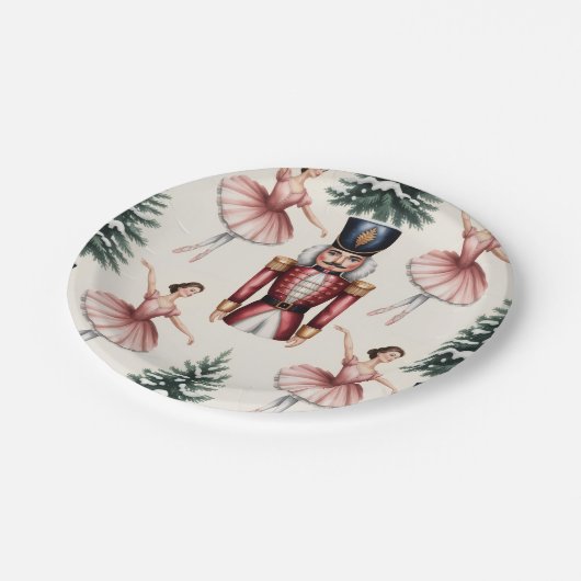 Nutcracker Ballerina ballet dancer christmas tree Pappteller (Schrägansicht)